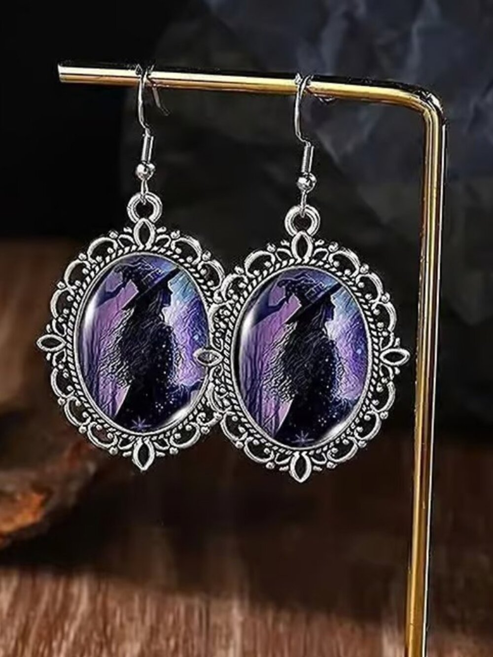 Silver HALLOWEEN WITCH Dangle Earrings